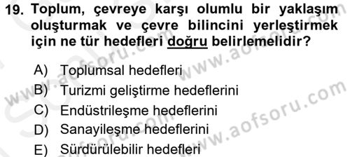 Şehircilik Dersi 2016 - 2017 Yılı (Final) Dönem Sonu Sınav Soruları 19. Soru