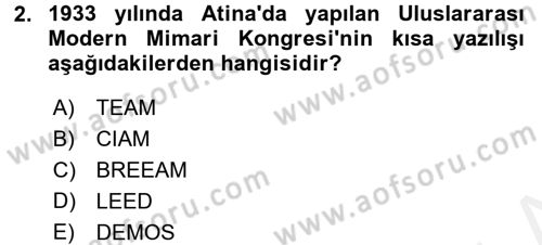 Şehircilik Dersi 2016 - 2017 Yılı (Final) Dönem Sonu Sınav Soruları 2. Soru