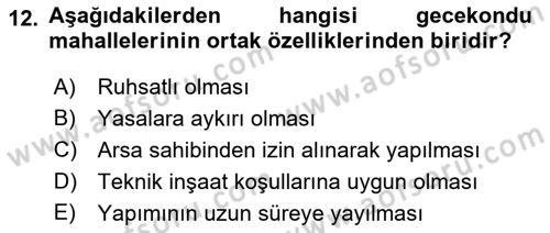 Şehircilik Dersi 2017 - 2018 Yılı 3 Ders Sınav Soruları 12. Soru