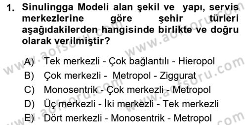 Şehircilik Dersi 2017 - 2018 Yılı (Final) Dönem Sonu Sınav Soruları 1. Soru