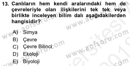 Şehircilik Dersi 2017 - 2018 Yılı (Final) Dönem Sonu Sınav Soruları 13. Soru