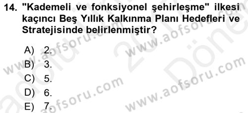 Şehircilik Dersi 2017 - 2018 Yılı (Final) Dönem Sonu Sınav Soruları 14. Soru