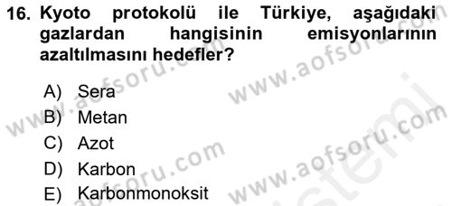 Şehircilik Dersi 2017 - 2018 Yılı (Final) Dönem Sonu Sınav Soruları 16. Soru
