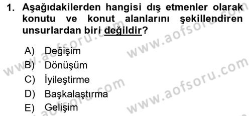 Şehircilik Dersi 2018 - 2019 Yılı 3 Ders Sınav Soruları 1. Soru