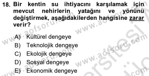 Şehircilik Dersi 2018 - 2019 Yılı 3 Ders Sınav Soruları 18. Soru