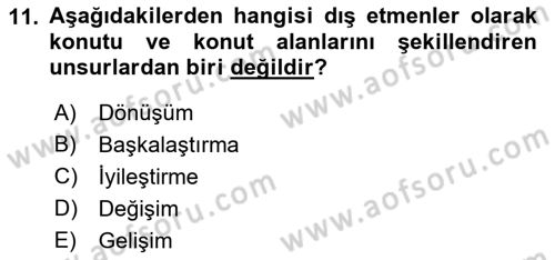 Şehircilik Dersi 2018 - 2019 Yılı (Vize) Ara Sınav Soruları 11. Soru