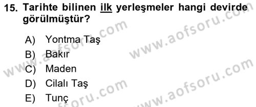 Şehircilik Dersi 2018 - 2019 Yılı (Vize) Ara Sınav Soruları 15. Soru