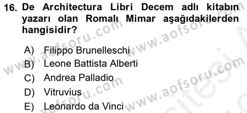 Şehircilik Dersi 2018 - 2019 Yılı (Vize) Ara Sınav Soruları 16. Soru