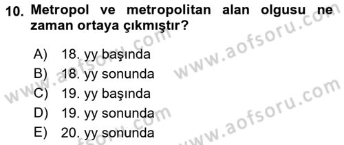 Şehircilik Dersi 2018 - 2019 Yılı (Final) Dönem Sonu Sınav Soruları 10. Soru