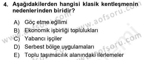 Şehircilik Dersi 2018 - 2019 Yılı (Final) Dönem Sonu Sınav Soruları 4. Soru