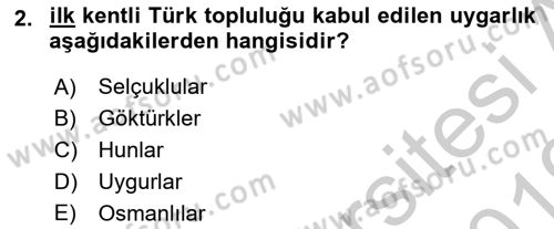 Şehircilik Dersi 2018 - 2019 Yılı Yaz Okulu Sınav Soruları 2. Soru