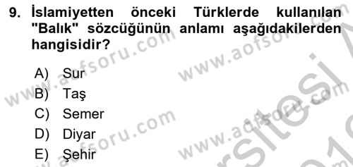 Şehircilik Dersi 2018 - 2019 Yılı Yaz Okulu Sınav Soruları 9. Soru