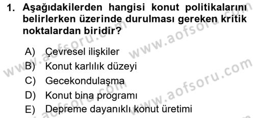 Şehircilik Dersi 2019 - 2020 Yılı (Final) Dönem Sonu Sınav Soruları 1. Soru