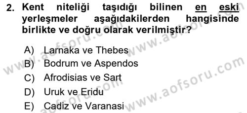 Şehircilik Dersi 2019 - 2020 Yılı (Final) Dönem Sonu Sınav Soruları 2. Soru