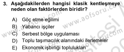 Şehircilik Dersi 2019 - 2020 Yılı (Final) Dönem Sonu Sınav Soruları 3. Soru